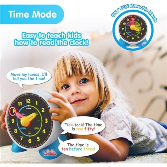Learning Clock - Educational Talking Learn to Tell Time Teaching Light-Up Toy - Picture 3 of 6